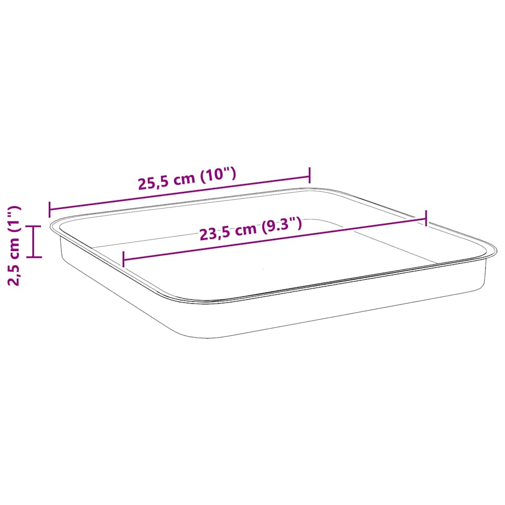 Square Flower Tray 6 pcs Black 25.5 x 25.5 x 2.5 cm Plastic