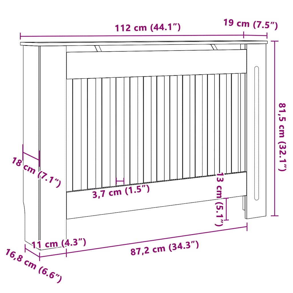 Radiator Cover 2 pcs Black 112 x 19 x 81.5 cm Engineered Wood