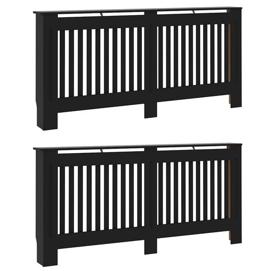 Radiator Cover 2 pcs Black 172 x 19 x 81.5 cm Engineered Wood