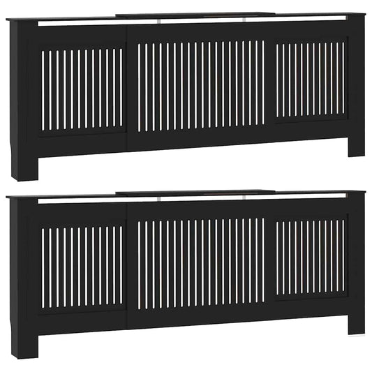 Radiator Cover 2 pcs Black 205 x 20.5 x 81.5cm Engineered Wood