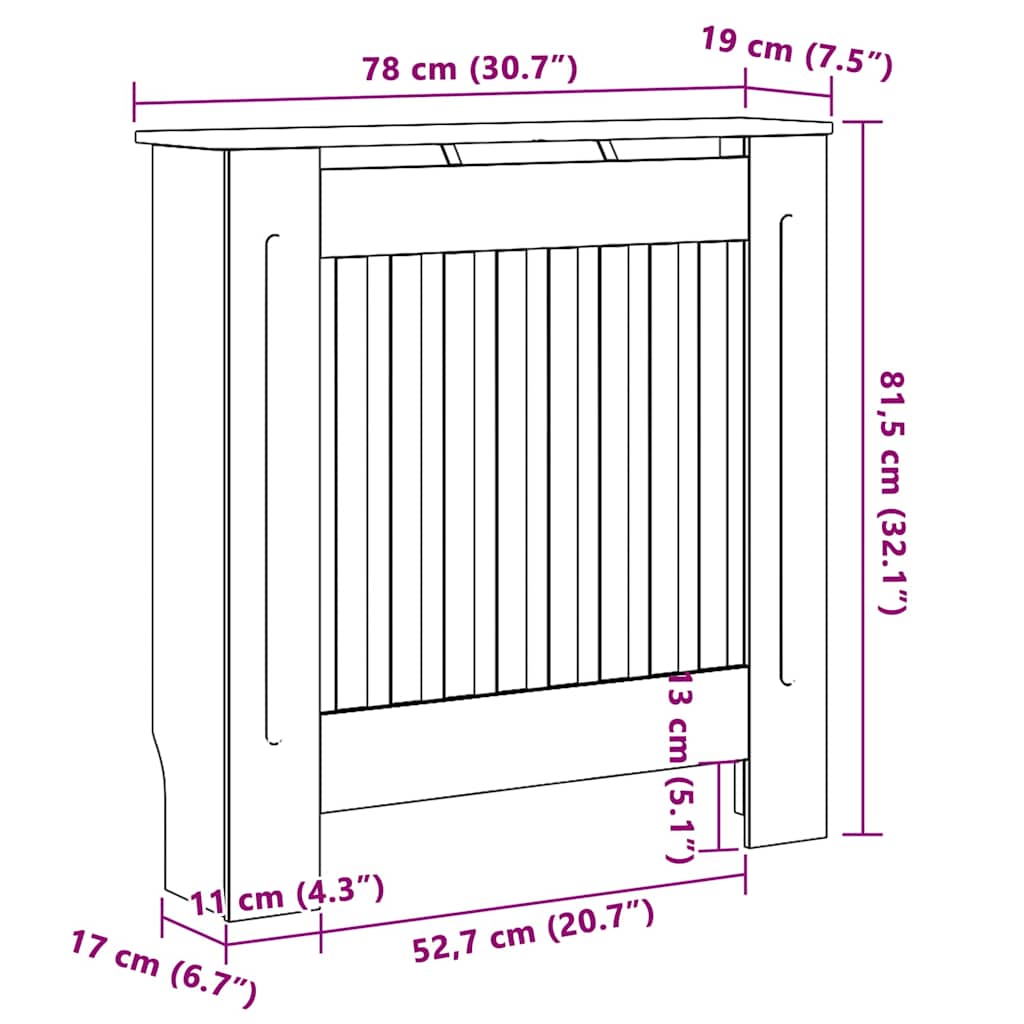Radiator Cover Black 78 x 19 x 81.5cm Engineered Wood