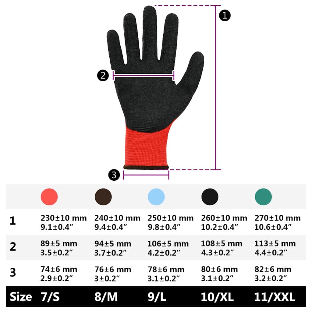 Work Gloves 24 pcs Red and Black 8 / M Latex Coating