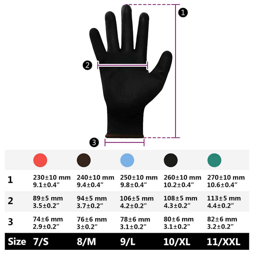 Work Gloves 24 pcs Black 8 / M Polyester