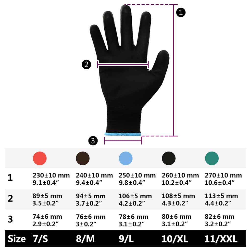 Work Gloves 12 pcs Black 9 / L Polyester