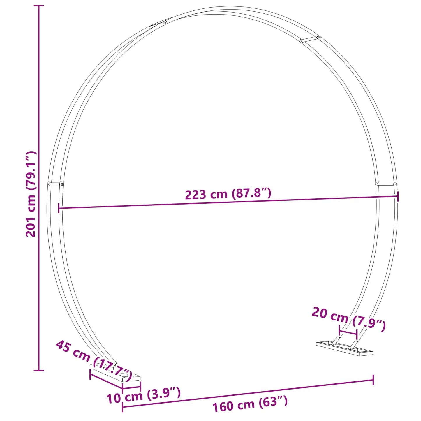 Wedding Arch White 223 x 45 x 201 cm Steel