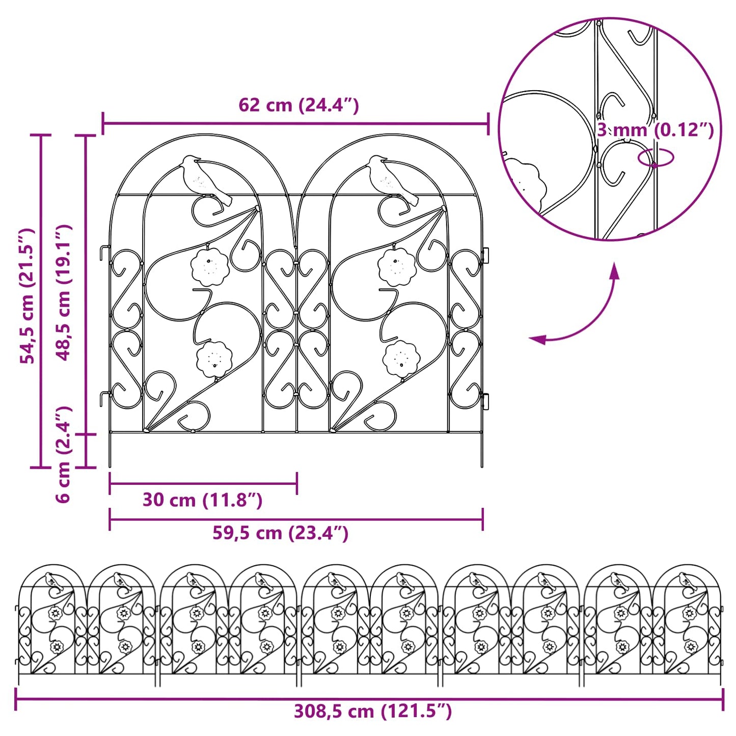 Garden Fence 5 pcs Steel Green