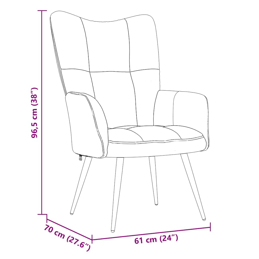 Relaxing chair with Footstool Light Grey Velvet