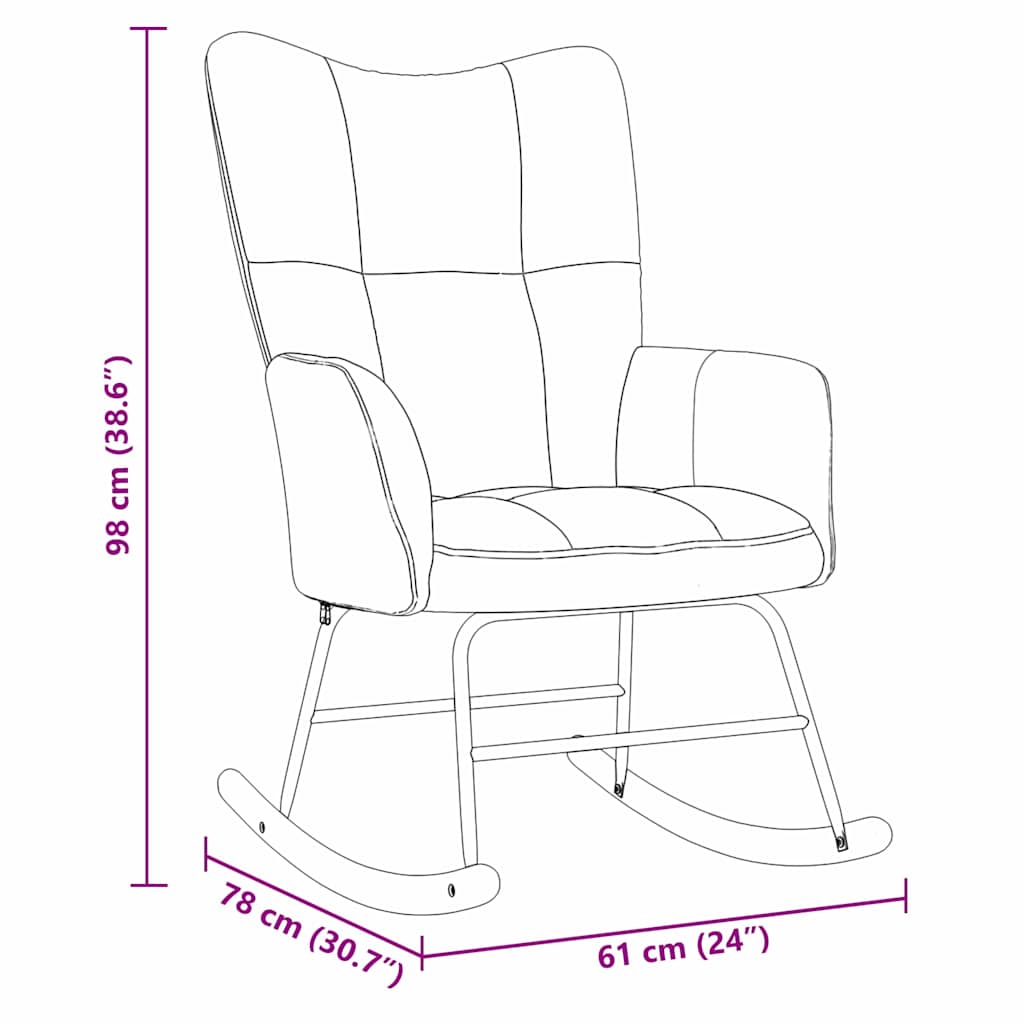 Rocking Chair Light Grey 78 x 61 x 98 cm Velvet