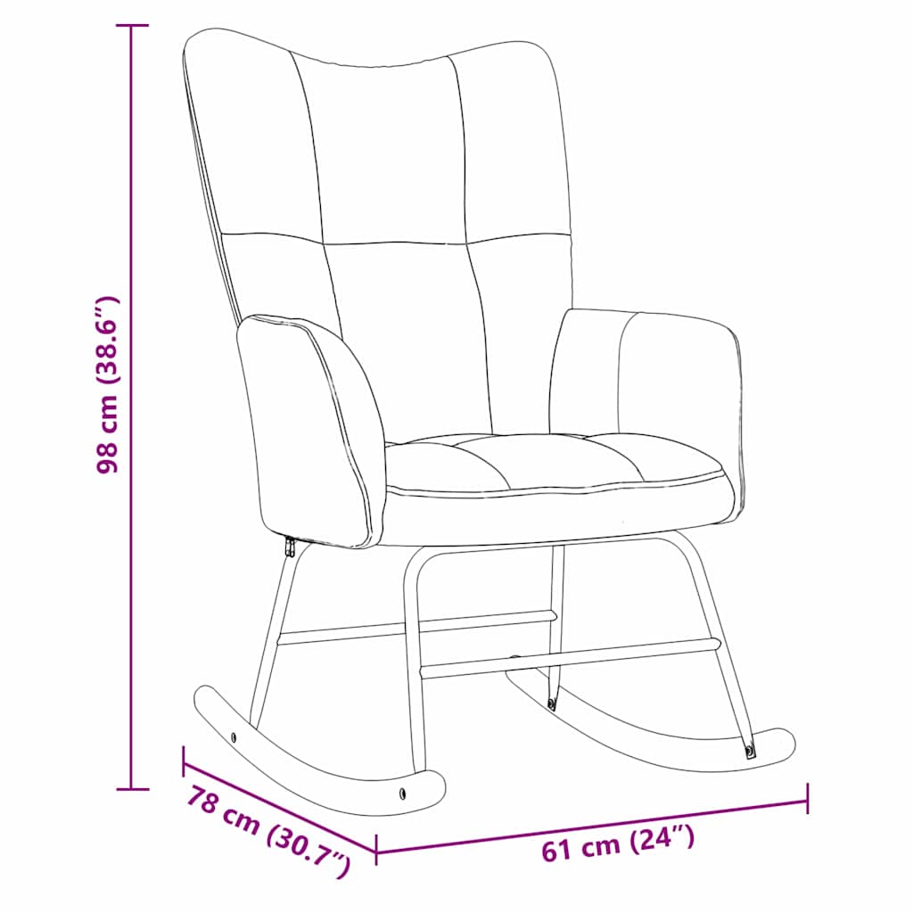 Rocking Chair with Footstool Black Velvet