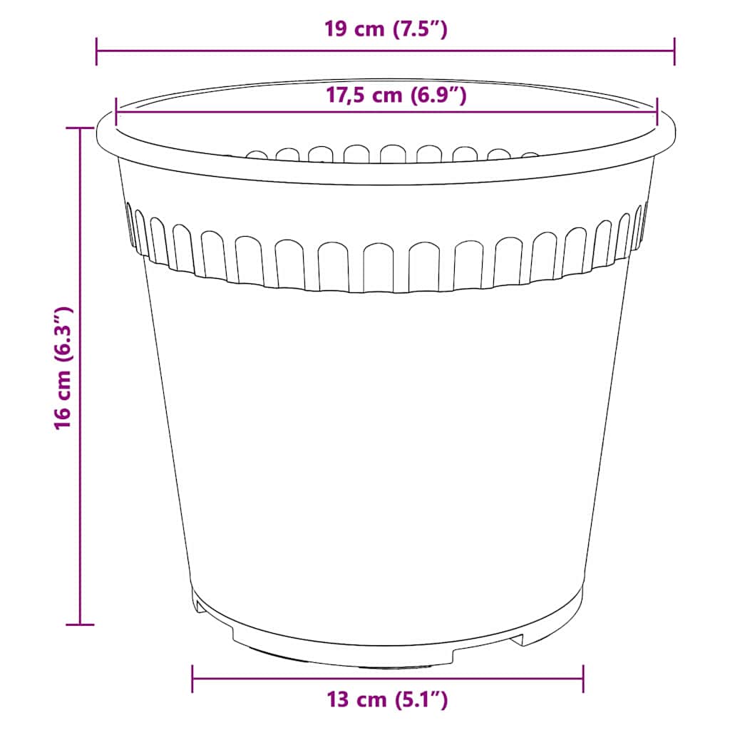 Plant Pots 6 pcs Black Plastic