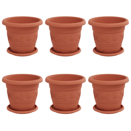 Plant Pots 6 pcs Brick Red Ø 22 x 18 cm Plastic