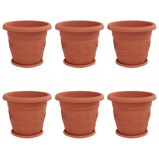 Plant Pots 6 pcs Brick Red Ø 34 x 28 cm Plastic