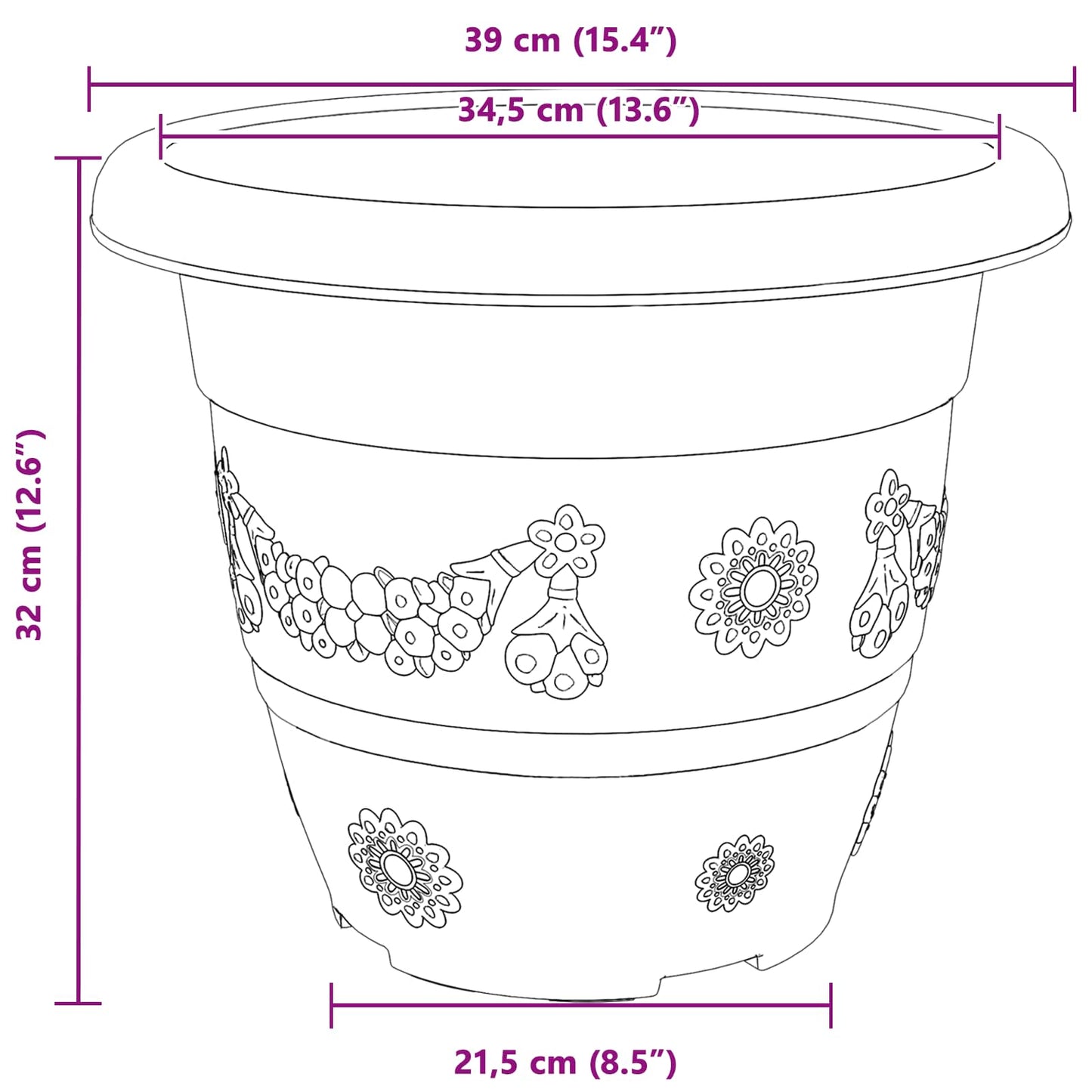 Plant Pots 24 pcs Black Ø 39 x 32 cm Plastic