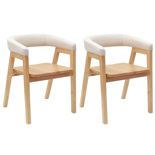Dining Chairs 2 pcs Solid Rubber Wood Natural 54 x 57 x 73 cm