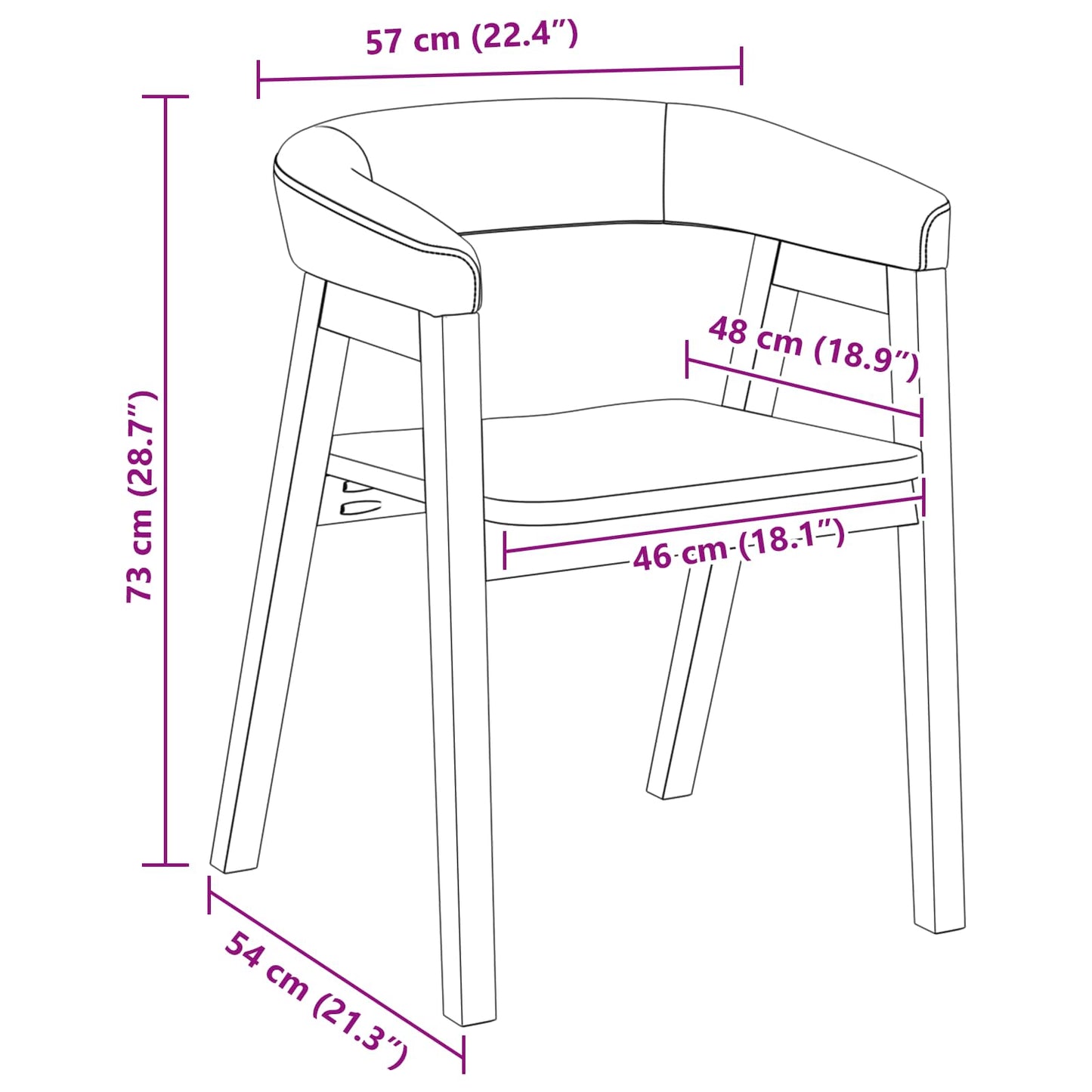 Dining Chairs 2 pcs Solid Rubber Wood Natural 54 x 57 x 73 cm