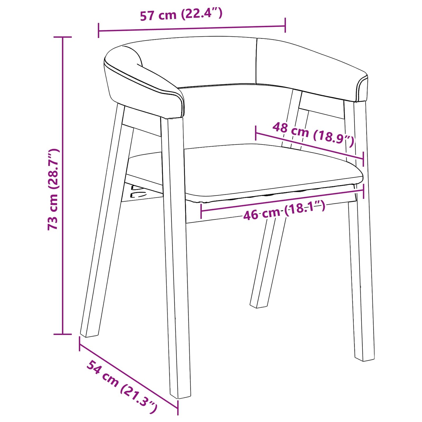 Dining Chairs 2 pcs Solid Rubber Wood White 54 x 57 x 73 cm