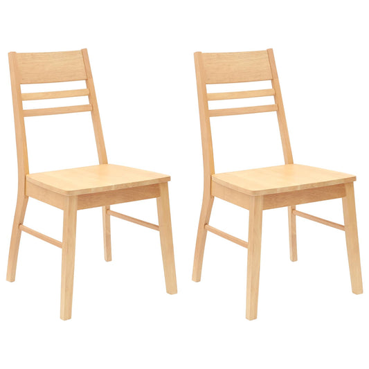 Dining Chairs 2 pcs Solid Rubber Wood Natural 43 x 54 x 89 cm