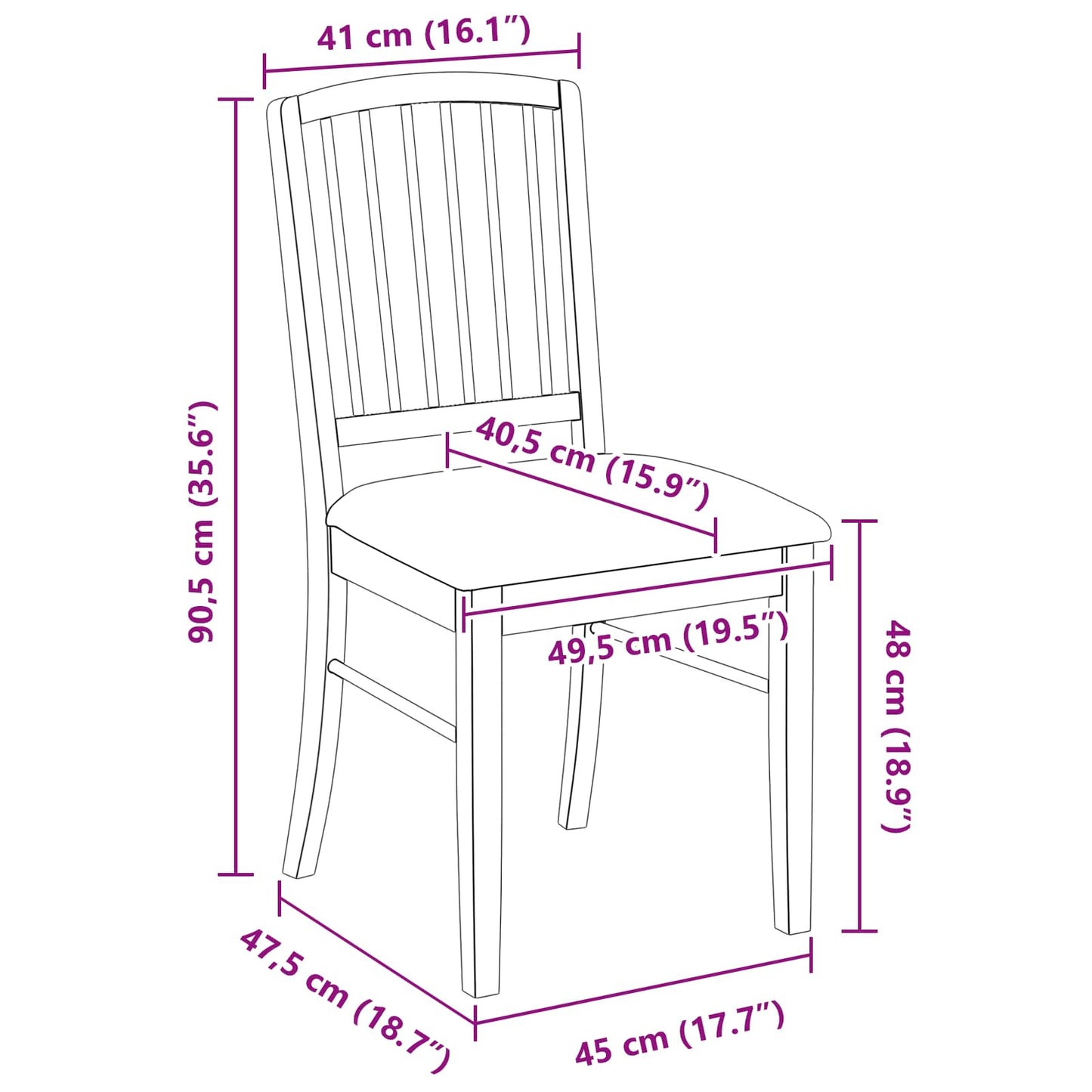 Dining Chairs 2 pcs Solid Rubber Wood Natural 50 x 52.5 x 91 cm