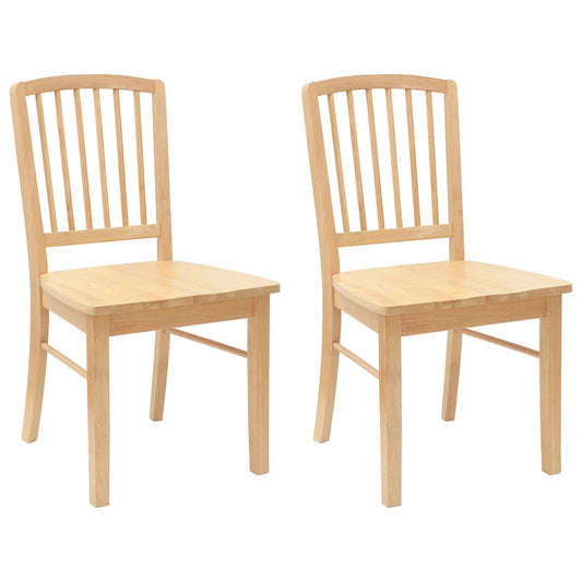 Dining Chairs 2 pcs Solid Rubber Wood Natural 50 x 52.5 x 91 cm
