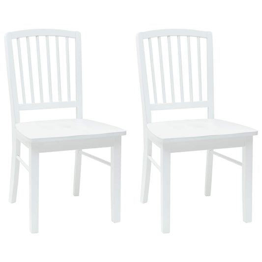 Dining Chairs 2 pcs Solid Rubber Wood White 50 x 52.5 x 91 cm