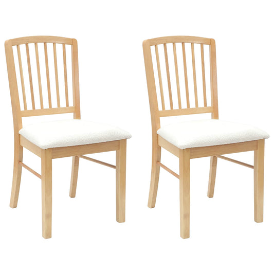 Dining Chairs 2 pcs Solid Rubber Wood Natural 50 x 52.5 x 91 cm