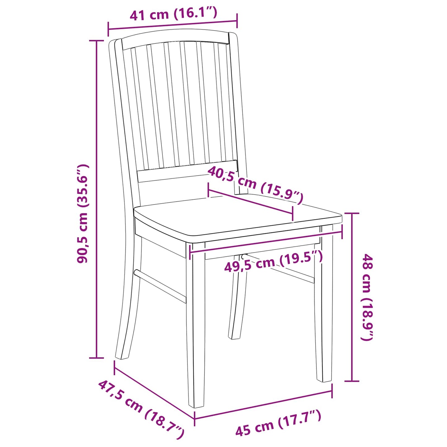 Dining Chairs 2 pcs Solid Rubber Wood Natural 50 x 52.5 x 91 cm