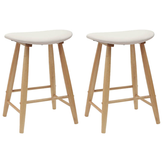 Dining Chairs 2 pcs Solid Rubber Wood Natural 46 x 37 x 63 cm