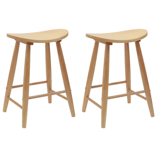 Dining Chairs 2 pcs Solid Rubber Wood Natural 46 x 37 x 63 cm
