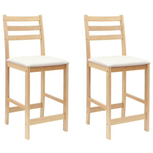 Dining Chairs 2 pcs Solid Rubber Wood Natural