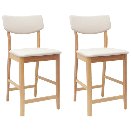 Dining Chairs 2 pcs Solid Rubber Wood Natural 48 x 49 x 95 cm