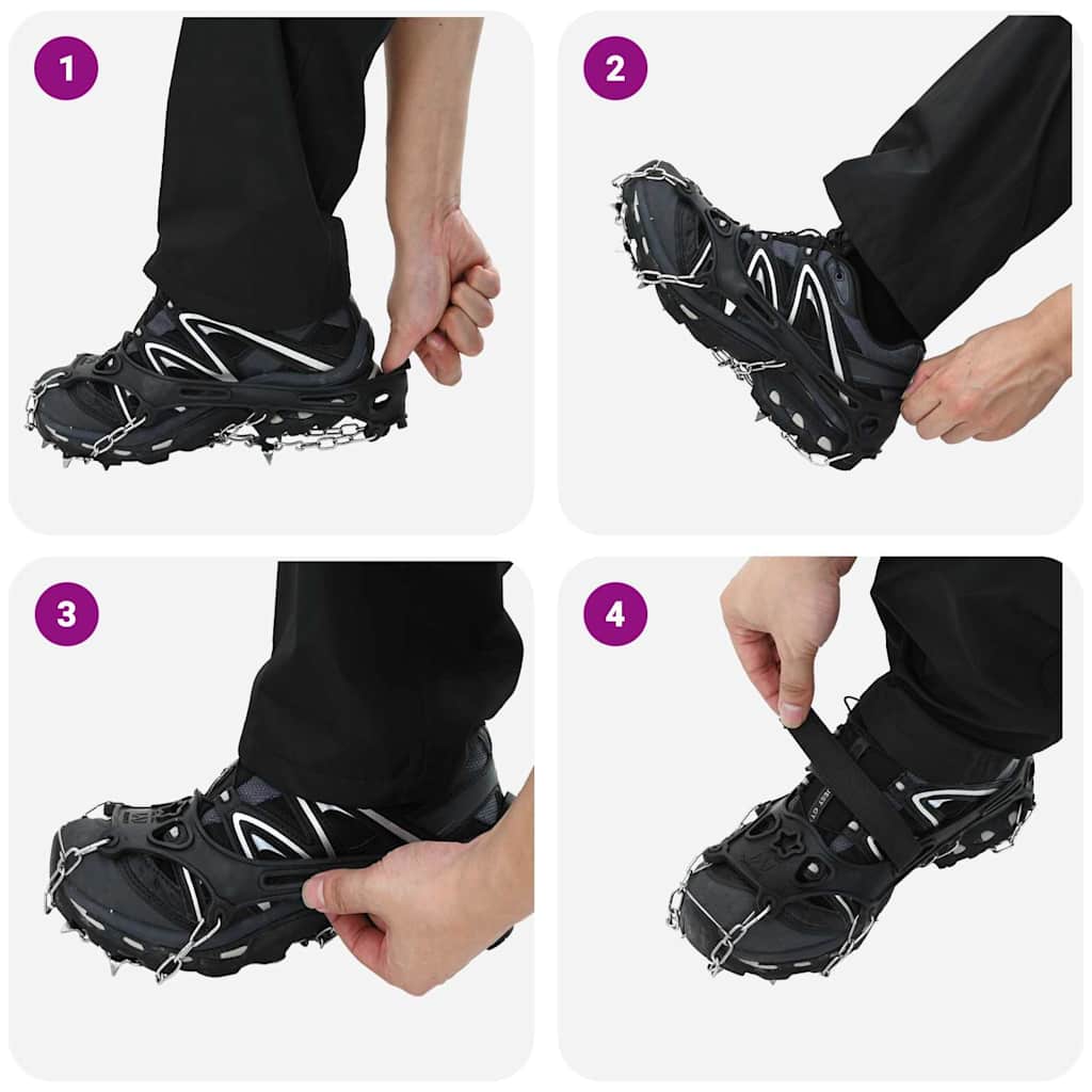 Ice Cleats for Shoes Black L Stainless Steel