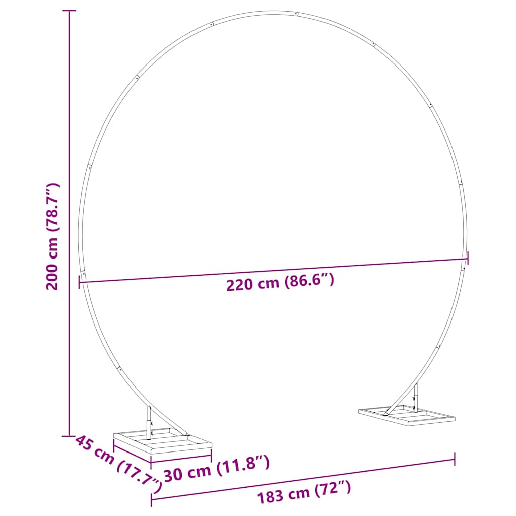 Single Wedding Arch Gold 220 x 45 x 200 cm Steel