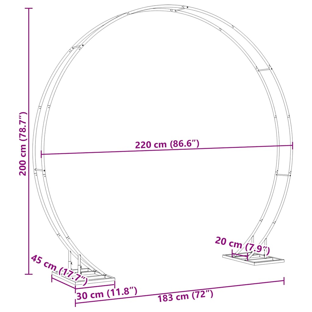 Double Wedding Arch White 220 x 45 x 200 cm Steel