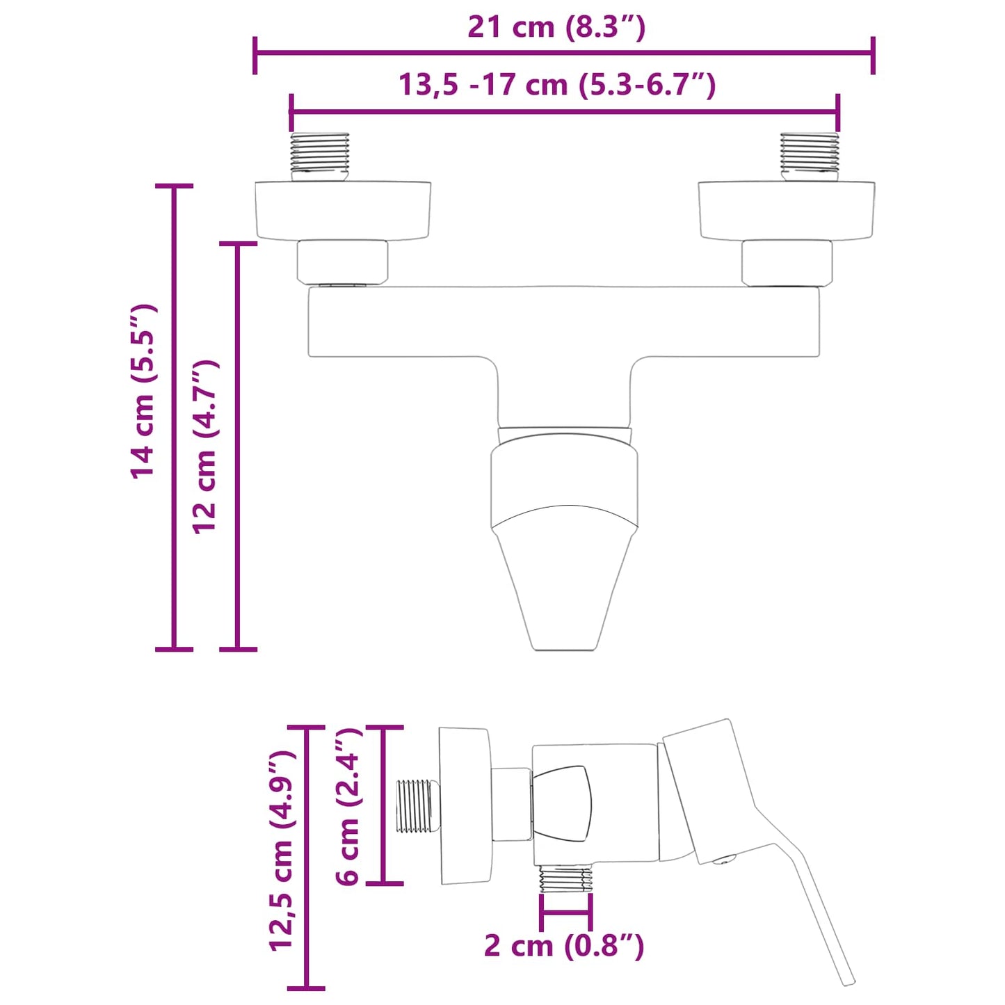 Shower Mixer Tap Chrome G 1 / 2 inches Brass
