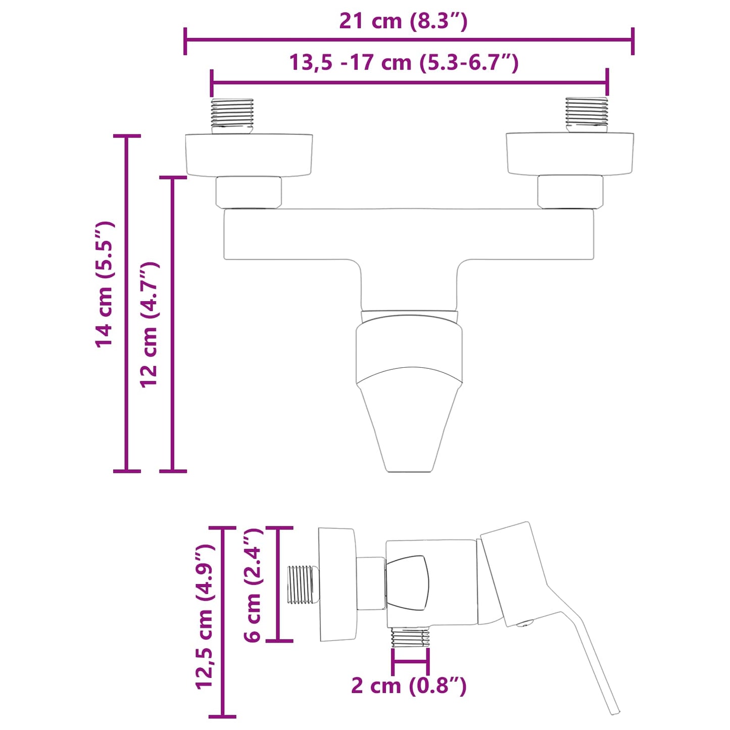Shower Mixer Tap Black G 1 / 2 inches Brass