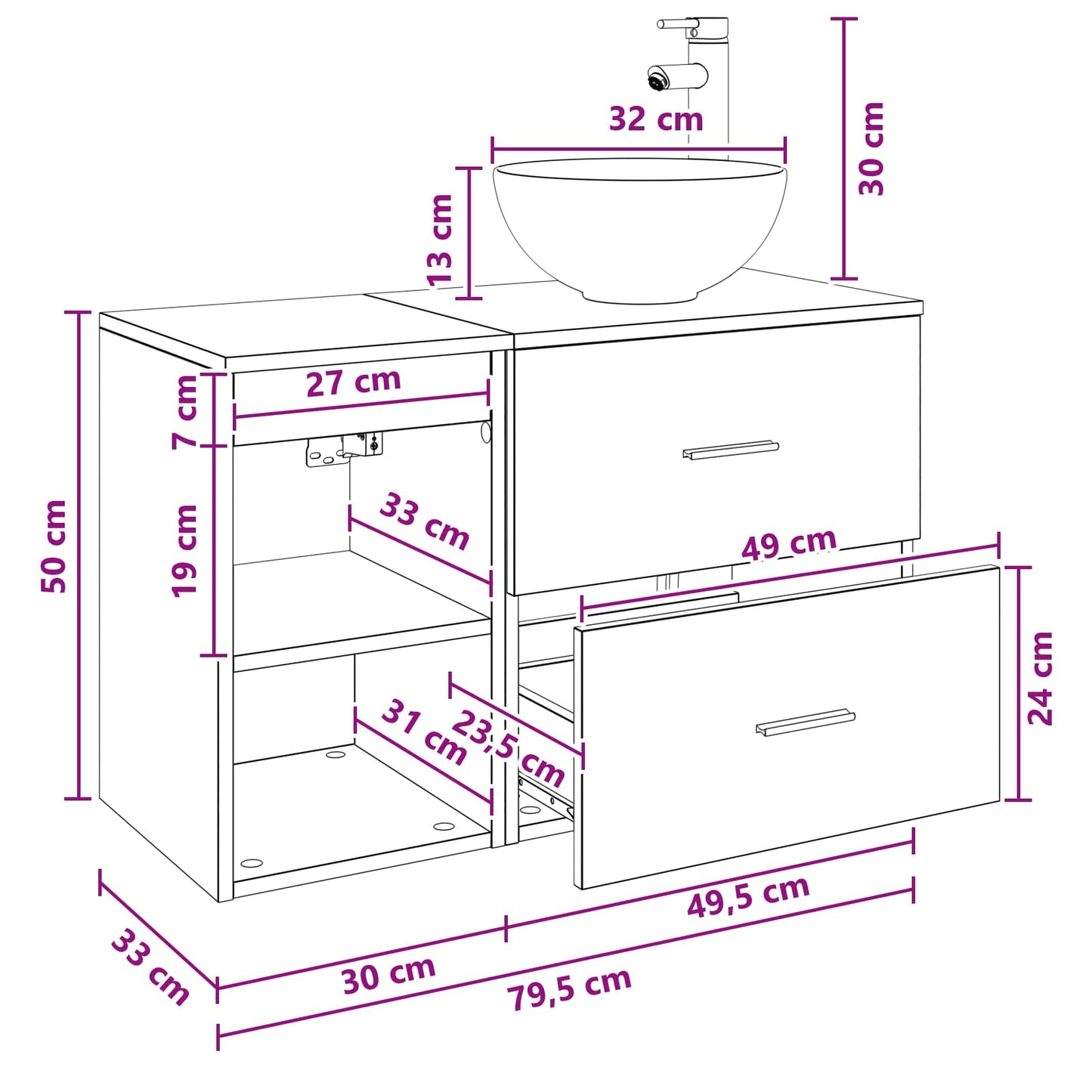 Bathroom Furniture Set 2 pcs Black Oak Engineered Wood