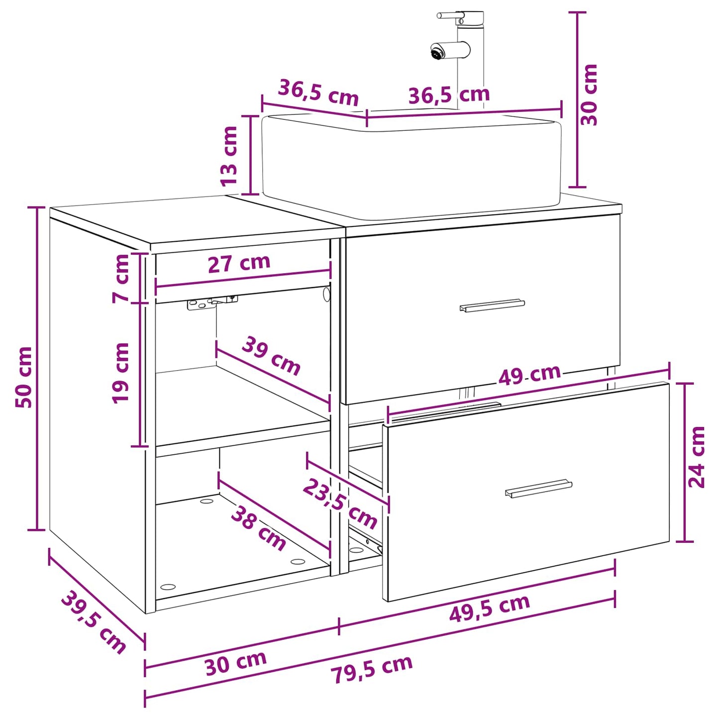 Bathroom Furniture Set 2 pcs Black Oak Engineered Wood