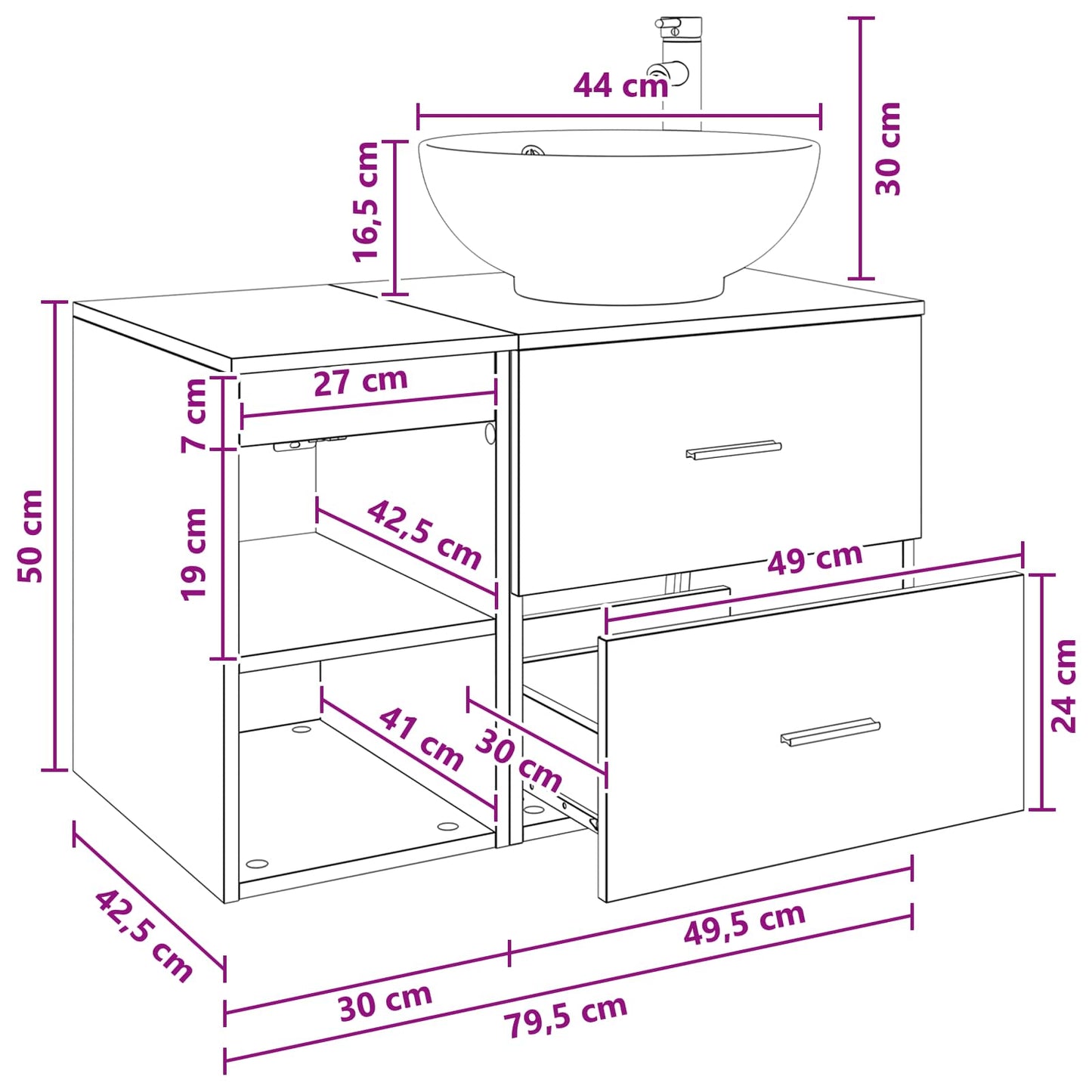 Bathroom Furniture Set 2 pcs Black Oak Engineered Wood