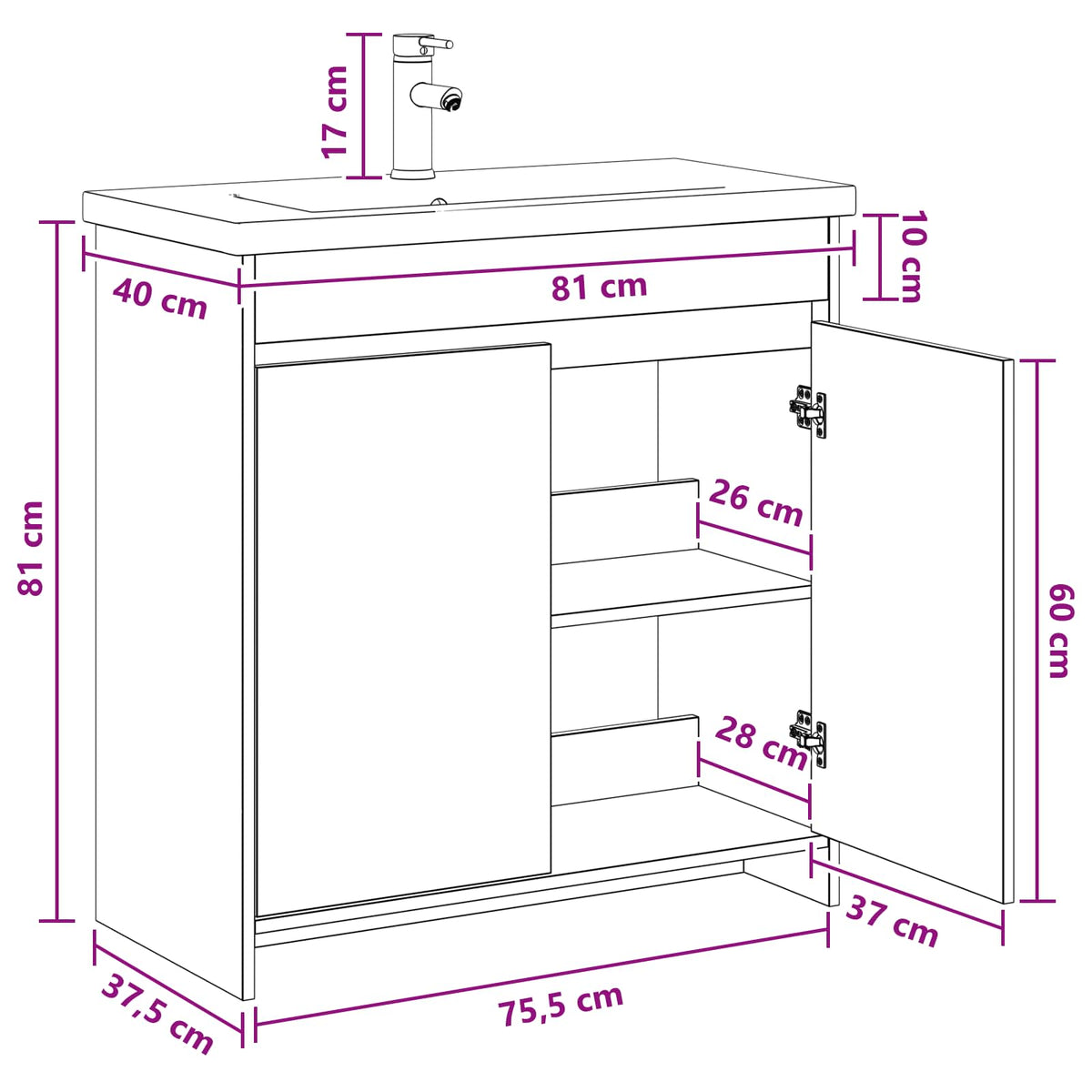 Bathroom Furniture Set Old Wood 81 x 40 x 84.5 cm