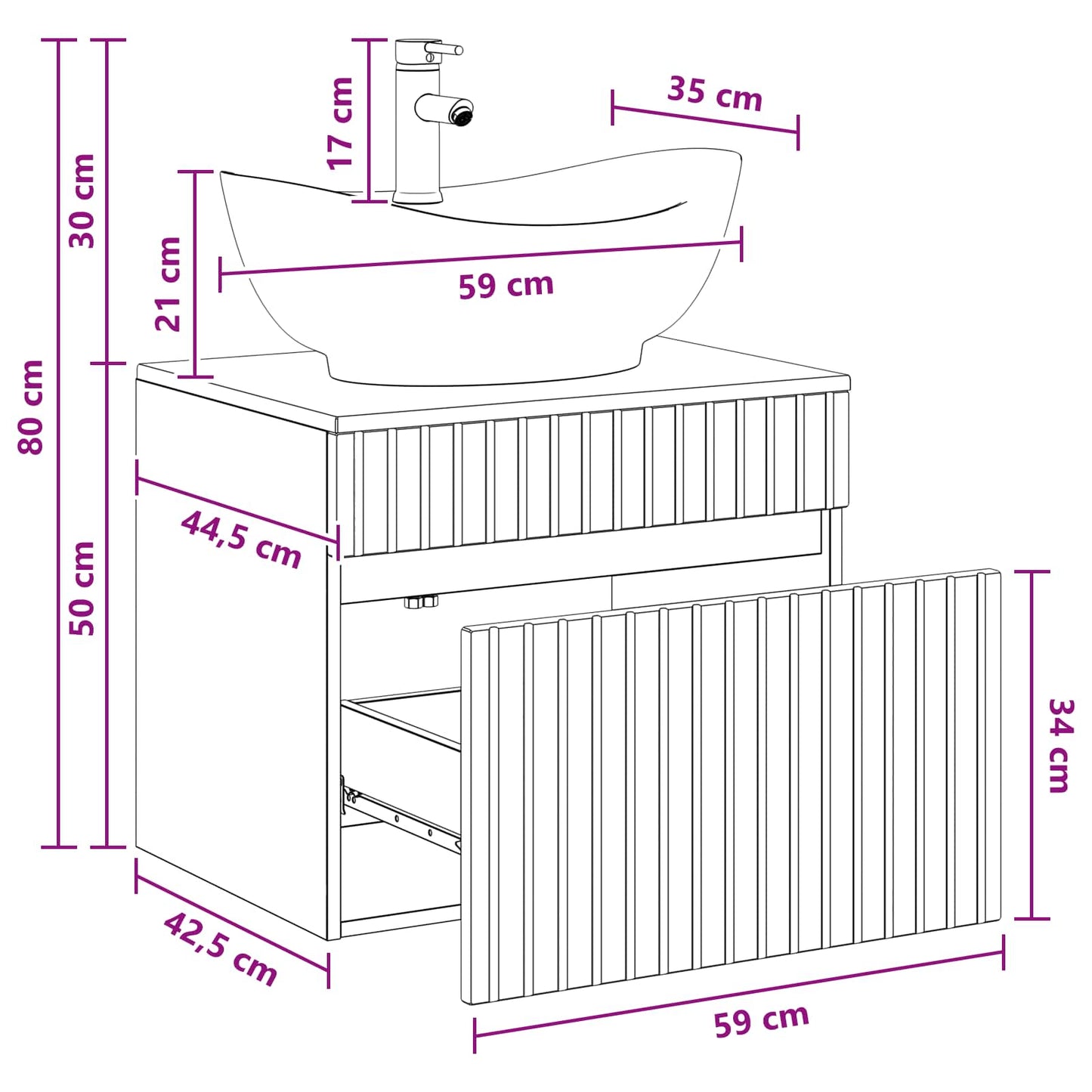 Bathroom Furniture Set Smoked Oak Engineered Wood