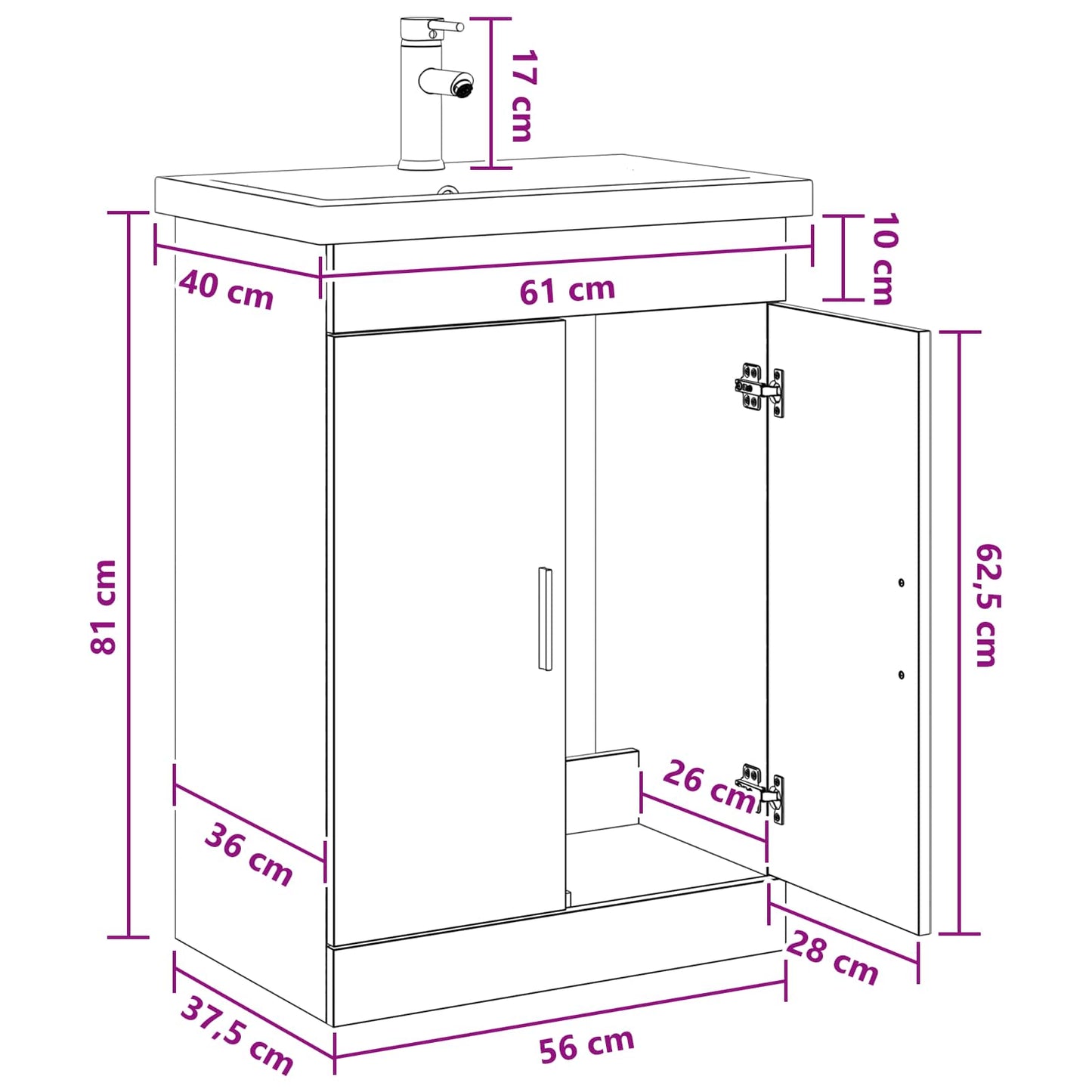 Bathroom Furniture Set Old Wood 61 x 40 x 84.5 cm