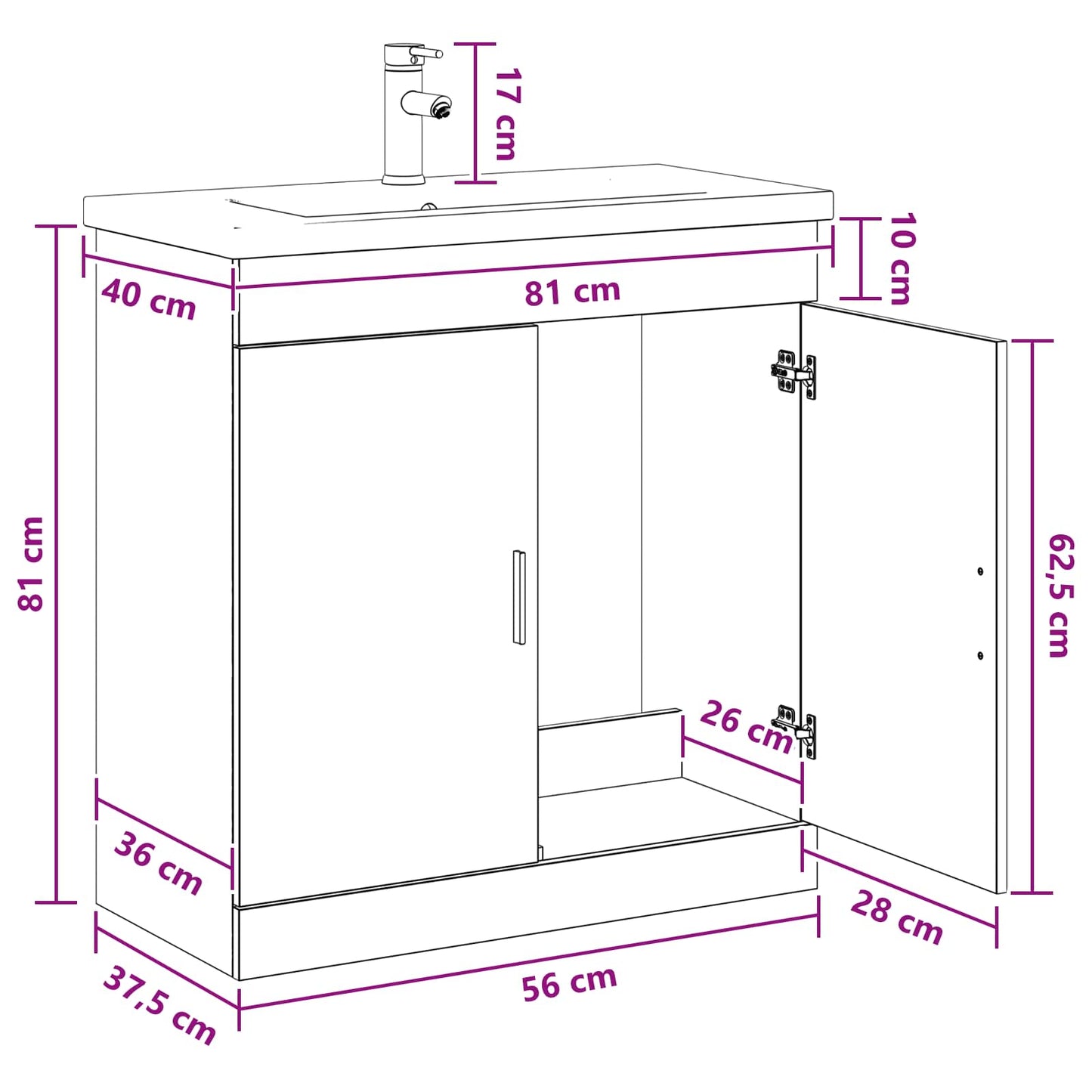 Bathroom Furniture Set Old Wood 81 x 40 x 84.5 cm