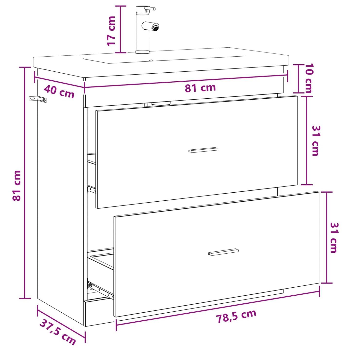 Bathroom Furniture Set Old Wood 81 x 40 x 84.5 cm