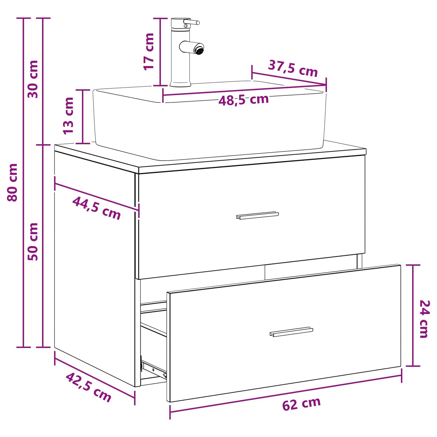 Bathroom Furniture Set White Engineered Wood