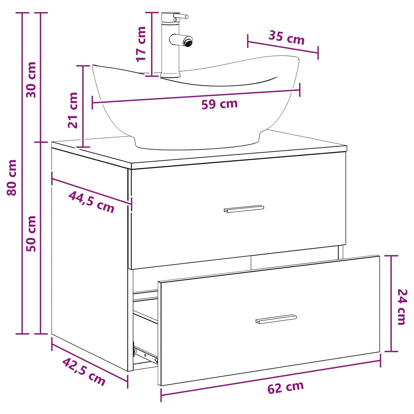 Bathroom Furniture Set Concrete Grey Engineered Wood