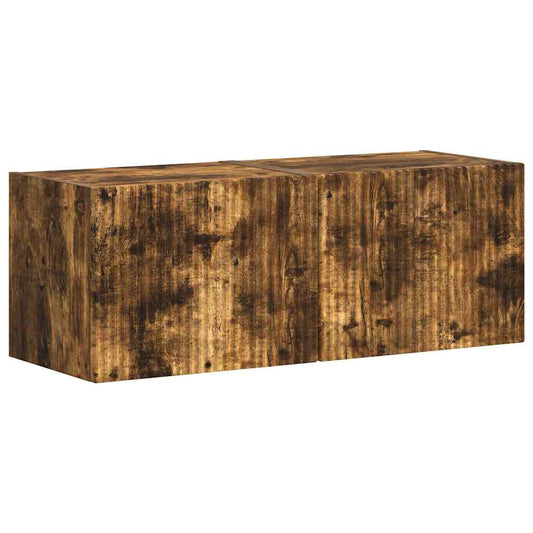 TV Wall Cabinet 2 pcs Smoked Oak Engineered Wood
