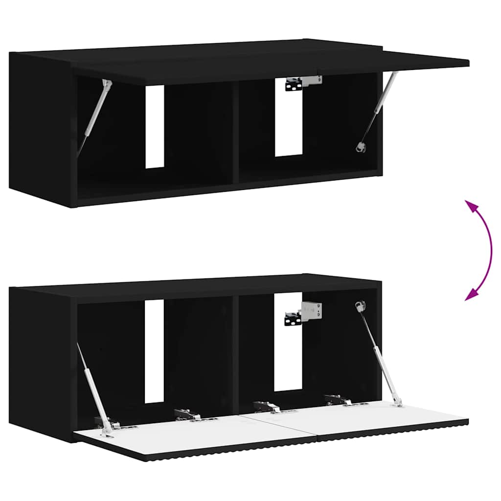 TV Wall Cabinet 78.5 x 31 x 29.5 cm Black Engineered Wood