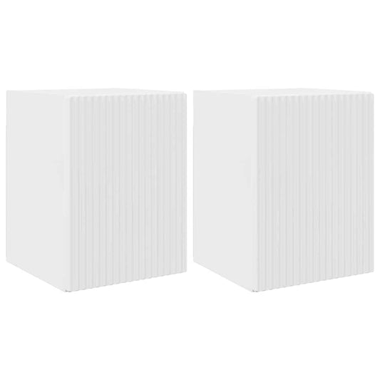TV Wall Cabinet 2 pcs Gloss White Engineered Wood