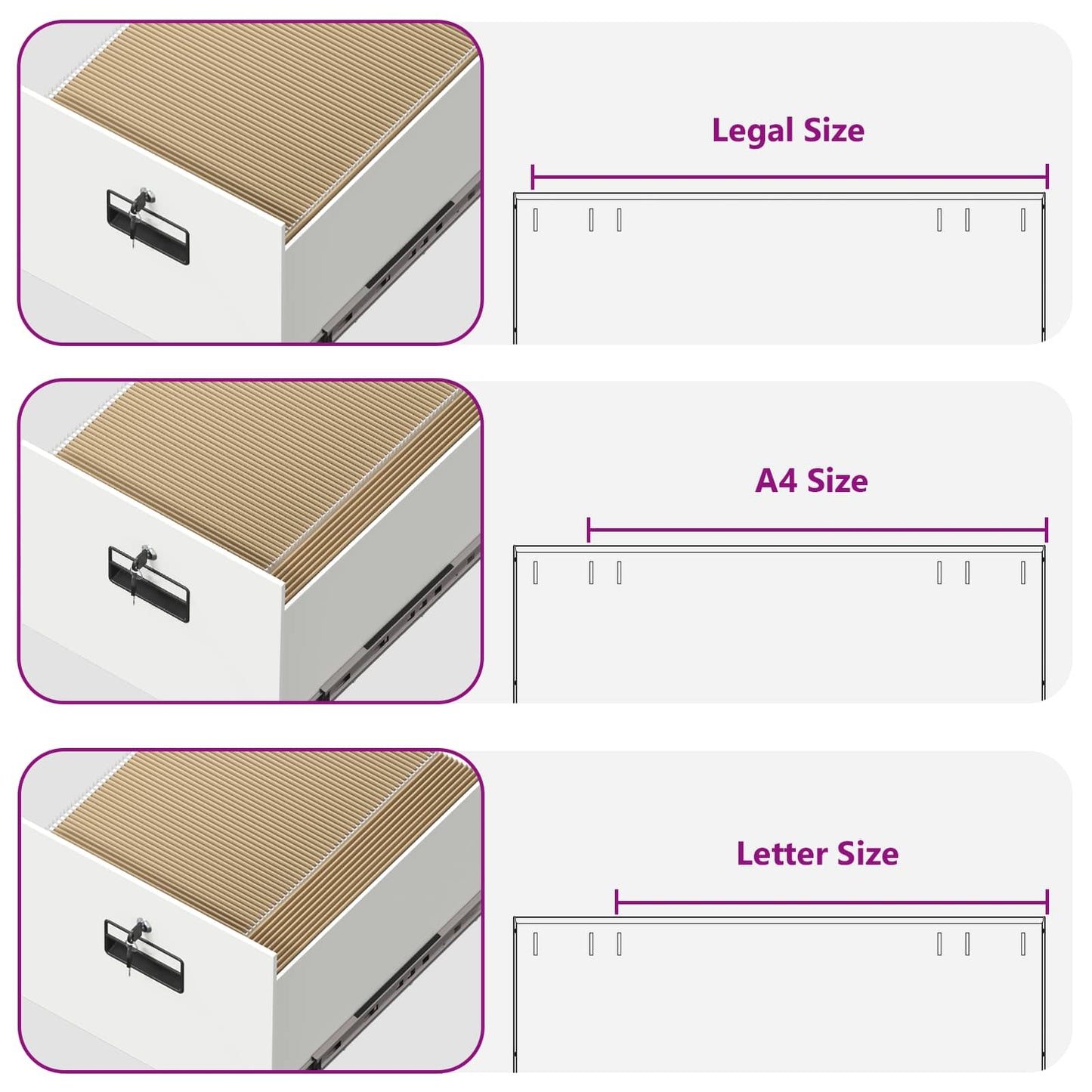 File Cabinet White 44 x 50 x 74.5 cm Cold-Rolled Steel