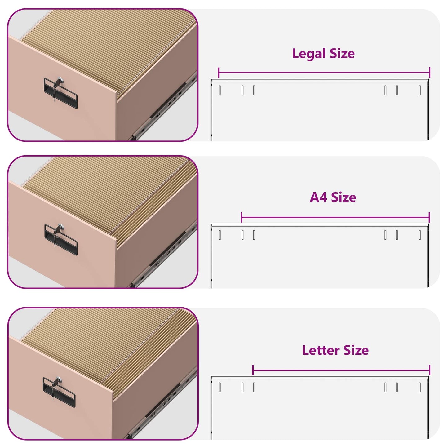 File Cabinet Pink 44 x 50 x 106.5 cm Cold-Rolled Steel